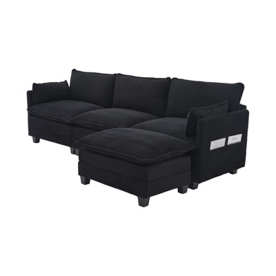 UNITED WE WIN  Oversized Modular Sectional Sofa with Movable Ottoman, 102 Inch 4 Seat Modern Corduroy Sofa Set, Convertible L Shaped Couch for Living Room and Office
