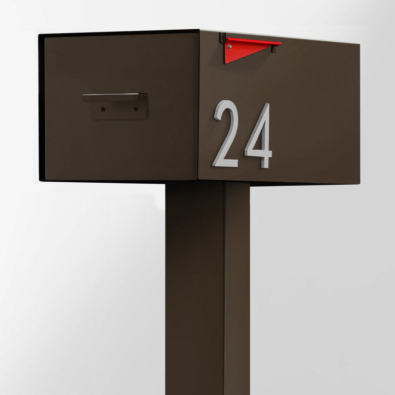 Grande boîte aux lettres en acier Malone, Gris / noir, Argent, Oui