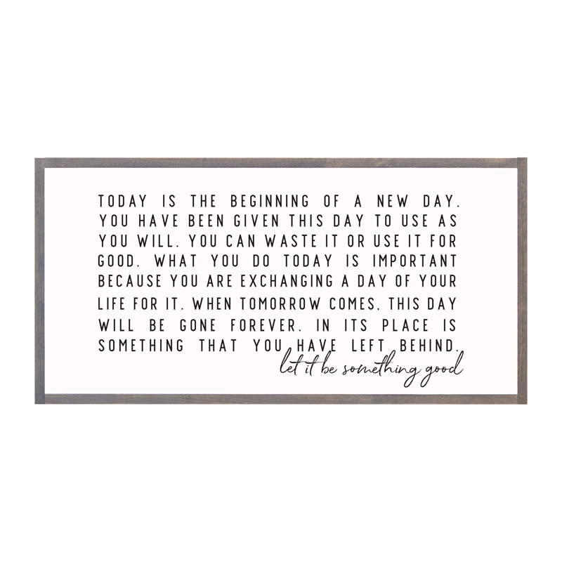 «Today Is The Commencement», art mural encadré en bois, Cadre gris