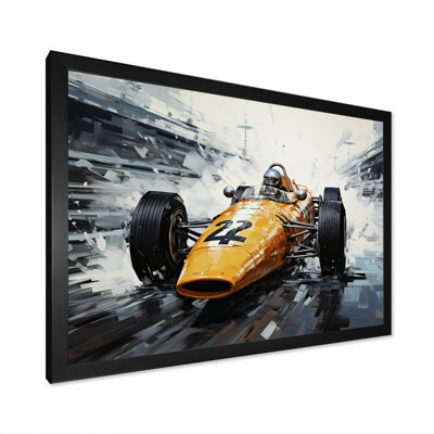 Yellow and black vintage Grand Prix Racing  formula car  I - Race Tracks Canvas Art