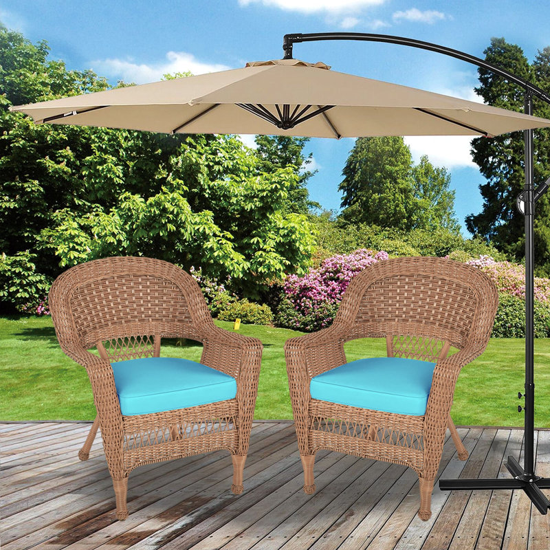 Chaise de patio avec coussins Burrowes, gris, Bleu ciel