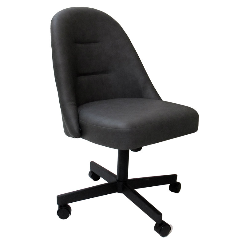 18.00'' H Upholstered Side Chair, Black, Gray Vinyl