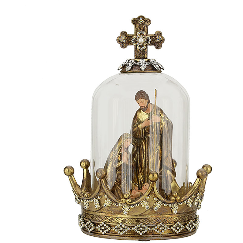 Jeweled Holy Family Underglass - 10 Inches