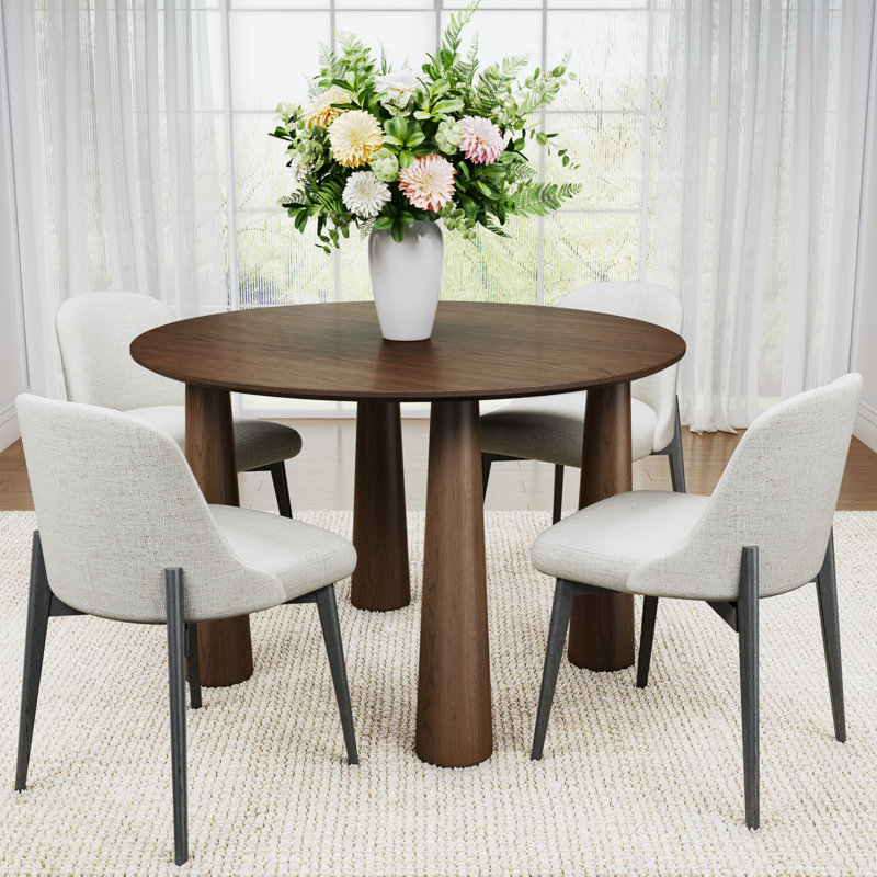 Arline 45" Round Solid Wood Dining Table, Brown