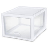 Sterilite Clear & White Plastic Storage Bin with One Drawer