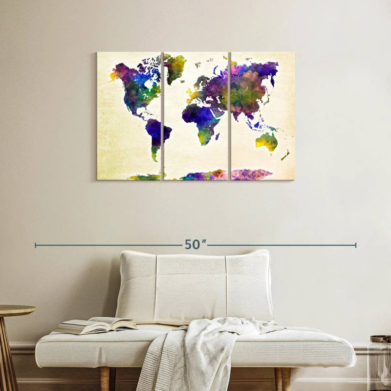 Aliaz Purple Hues World Map, 24" H x 38" W