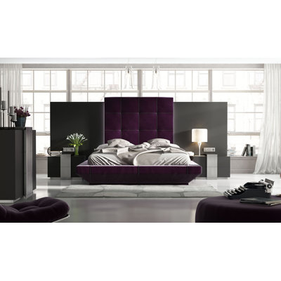 Burcott Solid Wood Upholstered Standard 3 Piece Bedroom Set