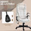 Fauteuil de bureau vibrant 6 points avec massage chauffant, dossier haut inclinable en lin, dossier inclinable, accoudoirs rembourrés et télécommande, blanc crème-1731077483