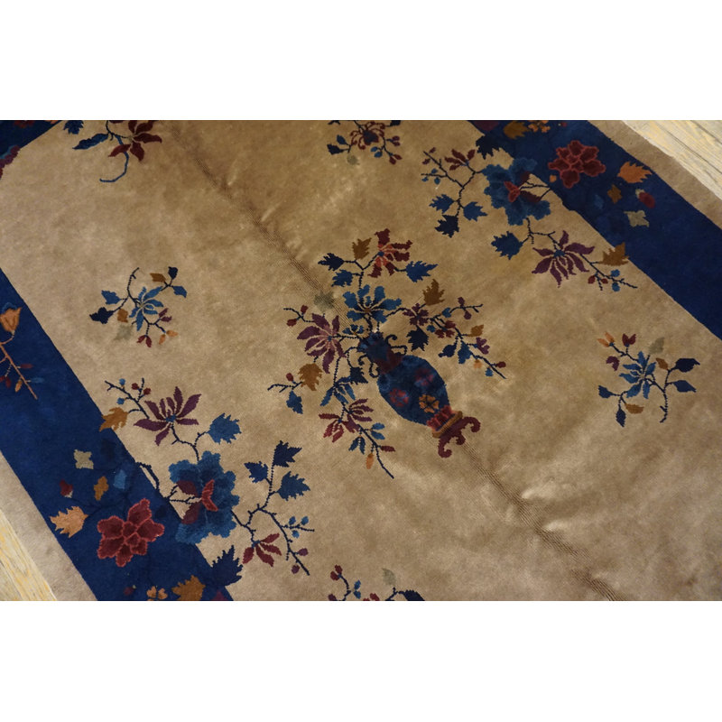 Ivory Chinese - Art Deco Wool Small Scatter Size 1920s Knotted Rectangle Antique Rug