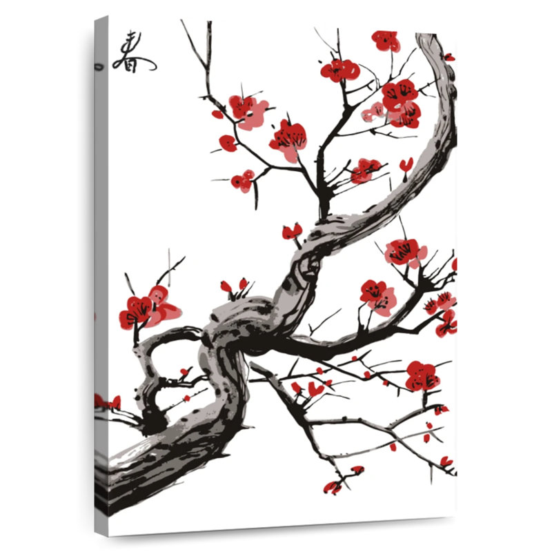 Fleurs de cerisier rouges Harnek, H 24 po x l 16 po
