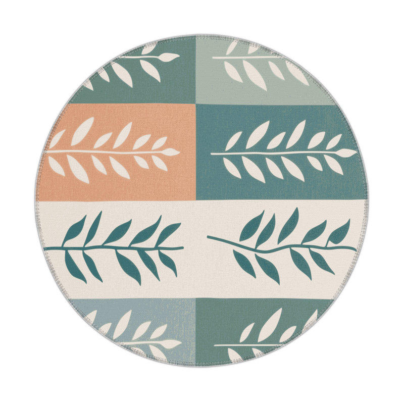 Forest Mosaic Indoor And Outdoor Area Rug, Round 5'