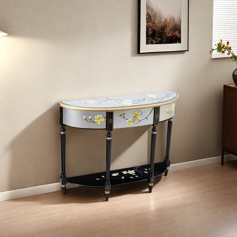 Console demi-cercle dessiné à la main, H 31,89 po x l 47,24 po x P 13,78 po