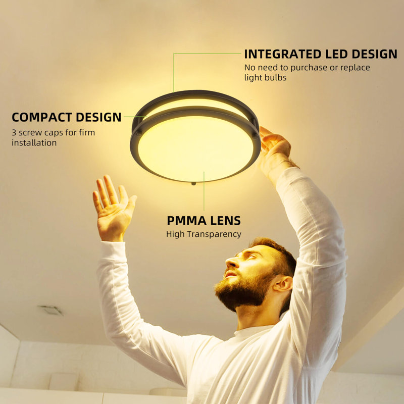 13 Inch Flush Mount LED Ceiling Light Fixture, 2700K/3000K/3500K/4000K/5000K Adjustable Ceiling Lights, Oil Rubbed Bronze- 2 Pack