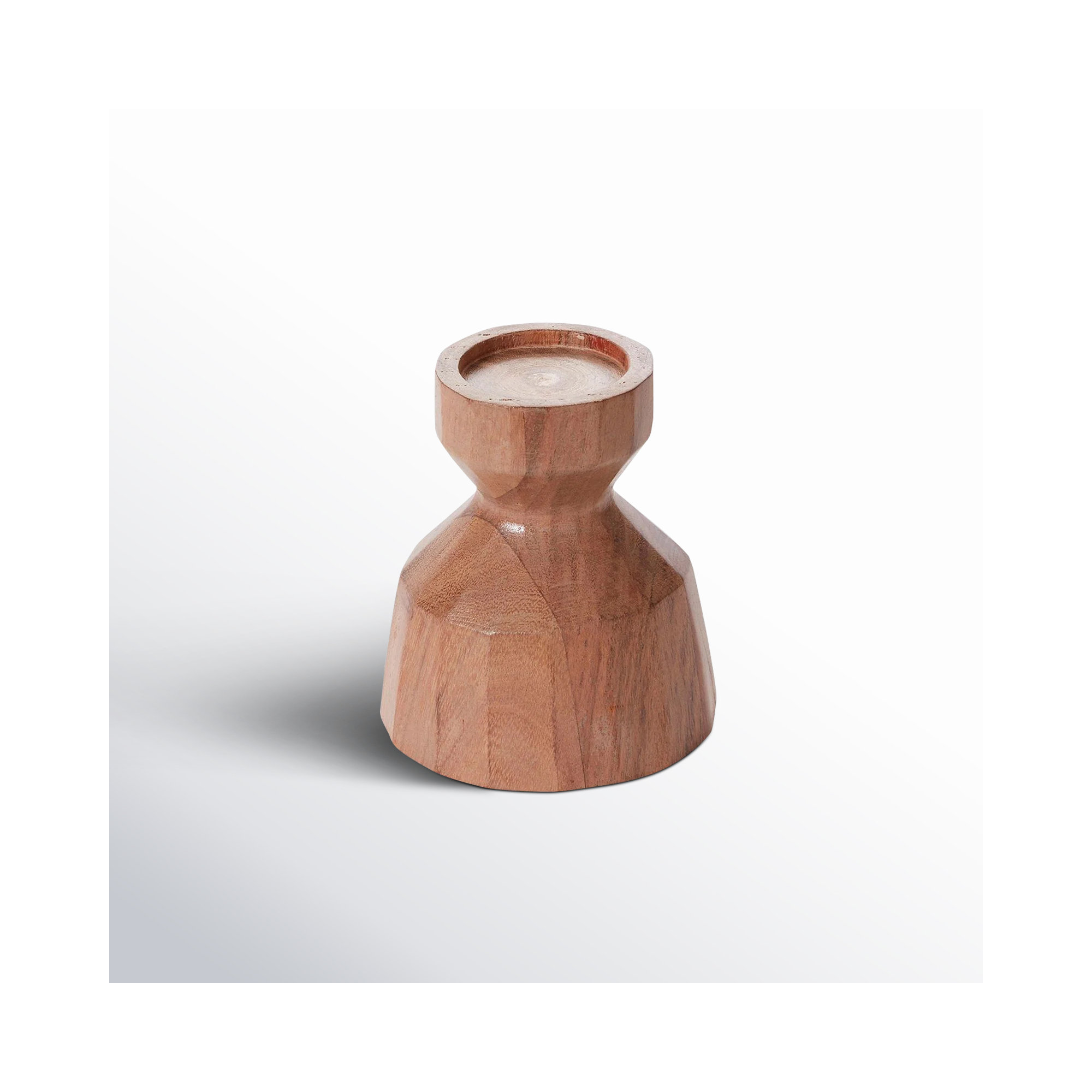 Habra 4" Wood Tabletop Candlestick