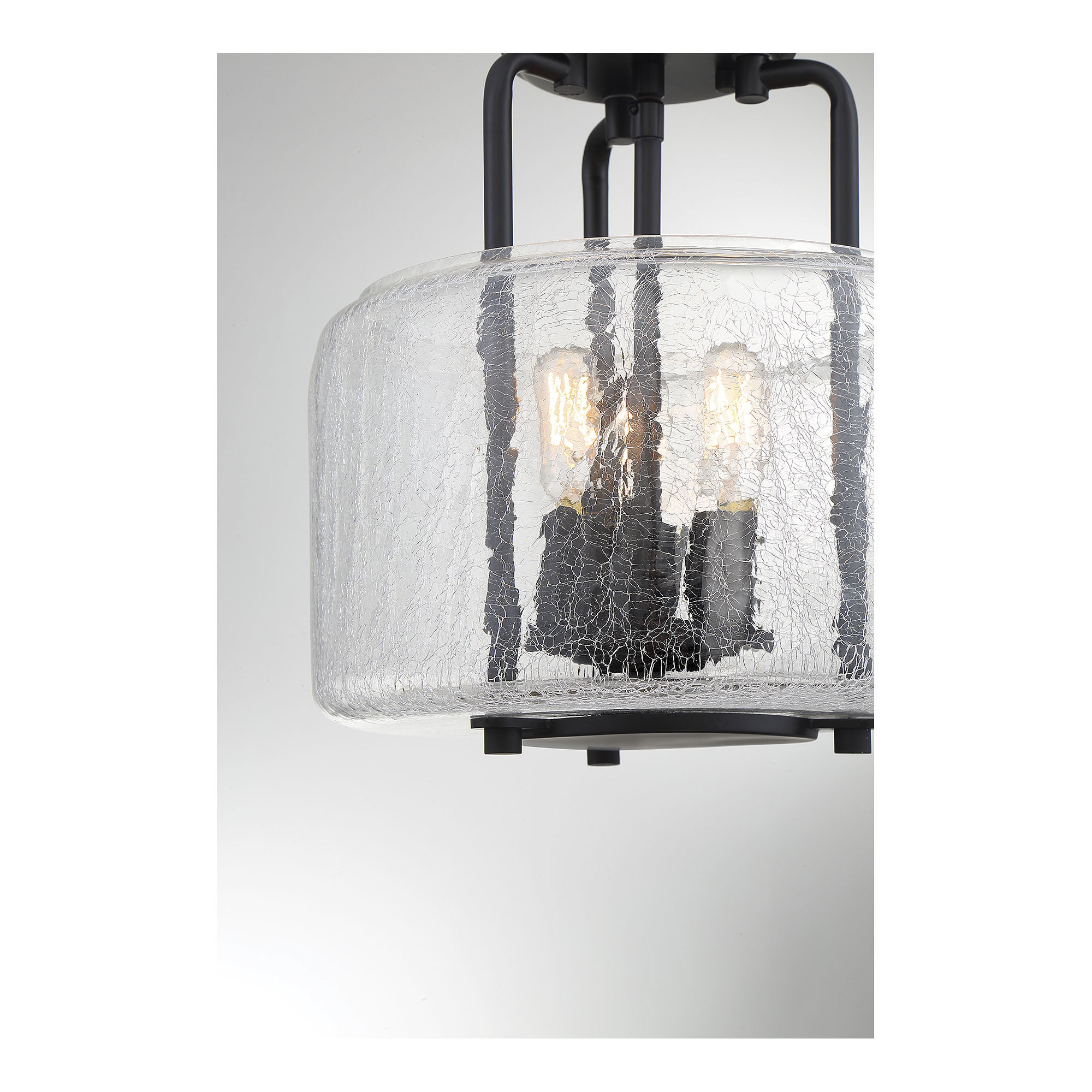 Dottie 3 Light Glass Semi Flush Mount, Black