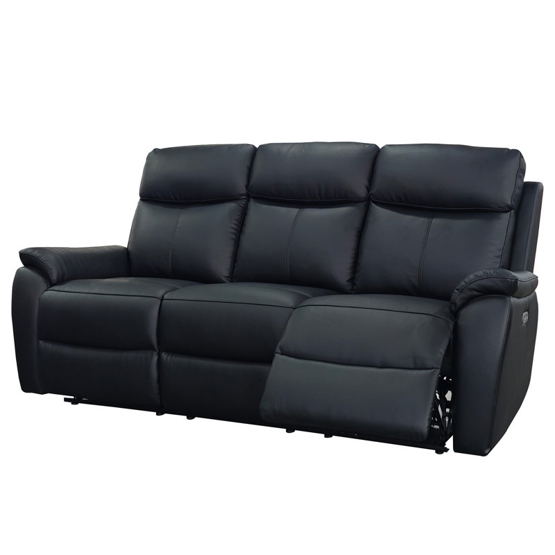 Windsor Powerglide 3 + 2 Real Leather Power Recliner Sofa Set, Black, Black