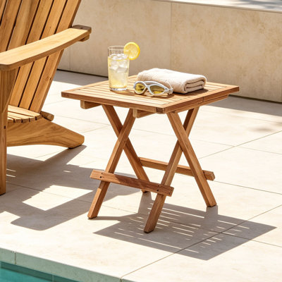 20 inch Teak Folding Side Table, Waterproof Picnic table