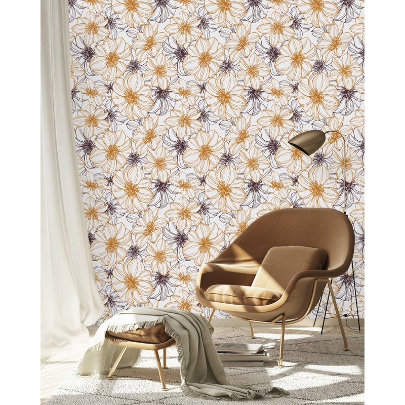 Panneau de papier peint adhésif l 18,75 pi x l 25 po Floral Contours