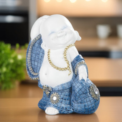 6.75"H Monk Smiling Figurine