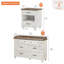 Ensemble 2 pièces de commode et table de chevet 6 tiroirs, blanc antique