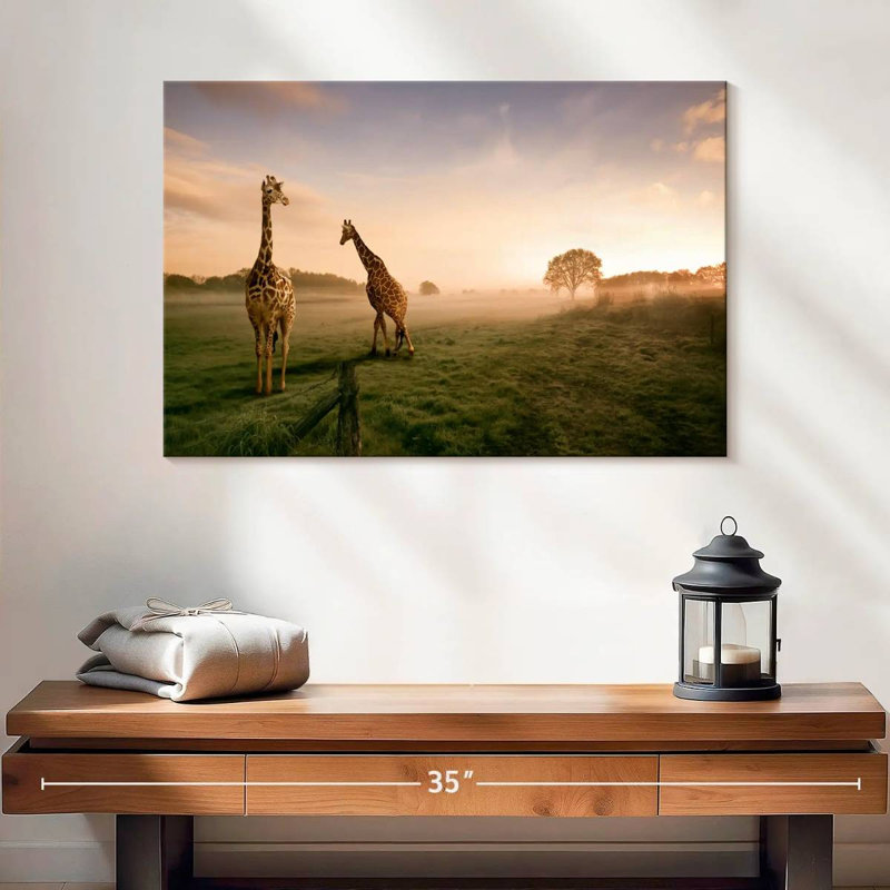 Brampt, girafes dans la savane, H 16 po x l 24 po