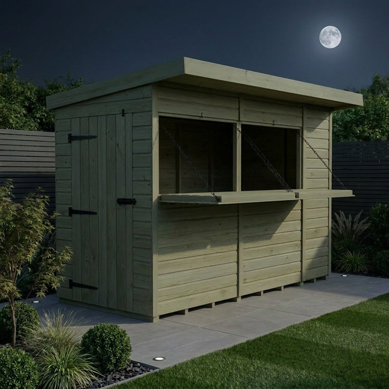 Total Sheds 10ft x 4ft Apex Garden Bar Shed - Stable Door Serving Hatch - Pressure Treated Timber - UK Manufactured