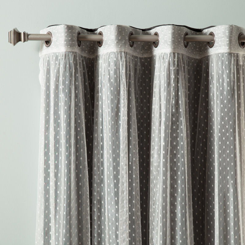 Tulle Polyester Room Darkening Curtain Panels, Black, 52" W x 84" L