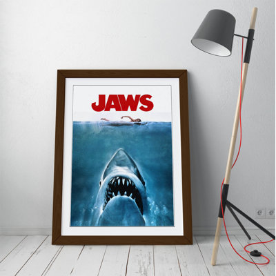 Jaws Vintage Movie Poster Shark 1 Piece Single Picture Frame Painting on Canvas
