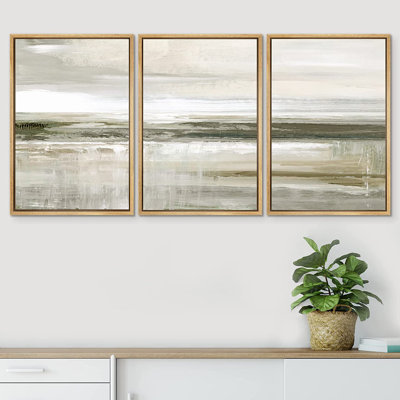 " Pastel Country Field Abstract Landscape " 3 - Pieces