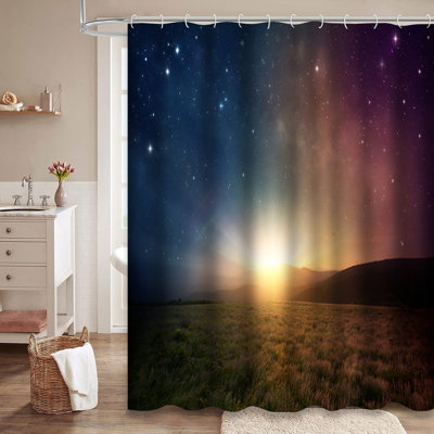 Magnifique rideau de douche avec 12 crochets Sunrise Stars