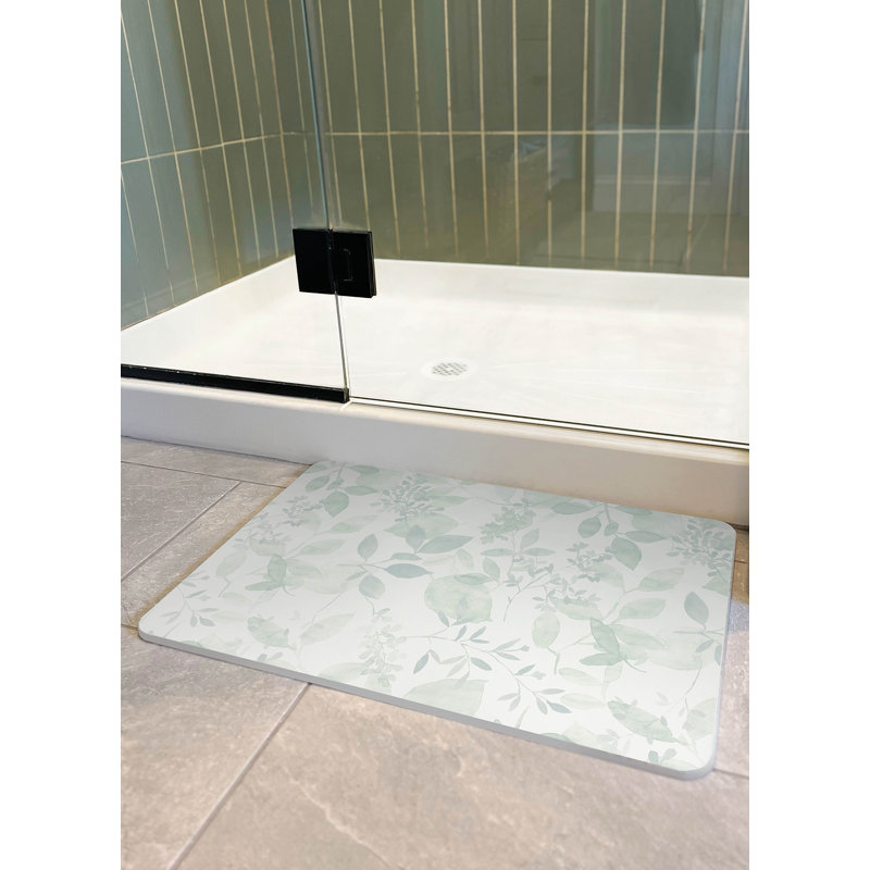 Tapis à séchage rapide Flora Green Stone