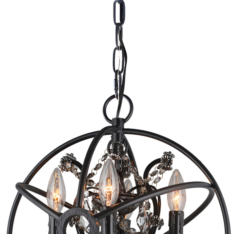 Neida 4 - Light Dimmable Globe Chandelier, Dark Crystals