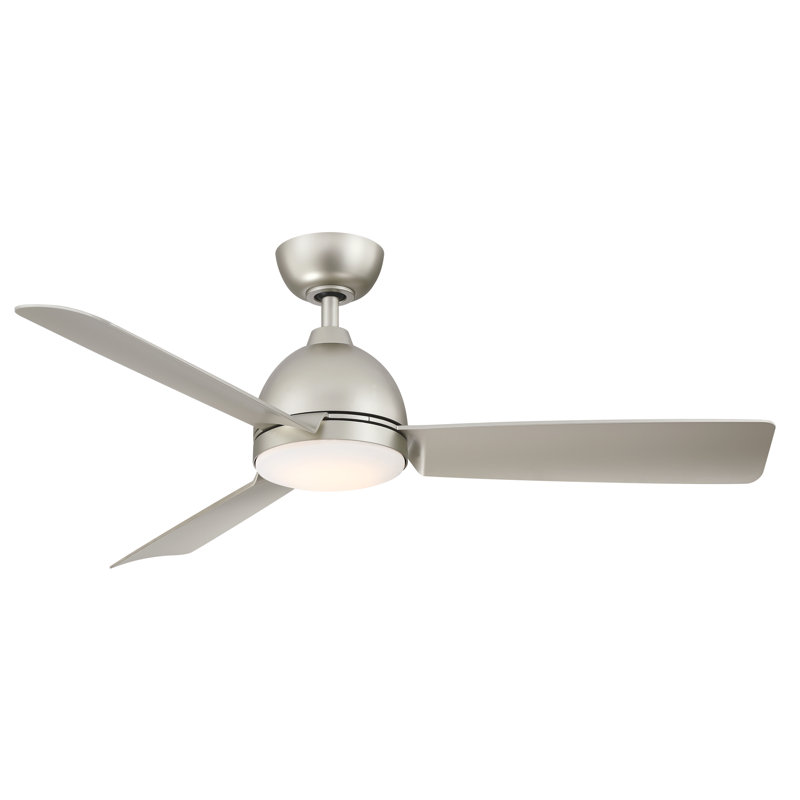 Starboard L 52 Inch Indoor/Outdoor Marine Grade Ceiling Fan with LED CCT Select Light Kit and Remote Control - Black with Brushed Nickel blades
