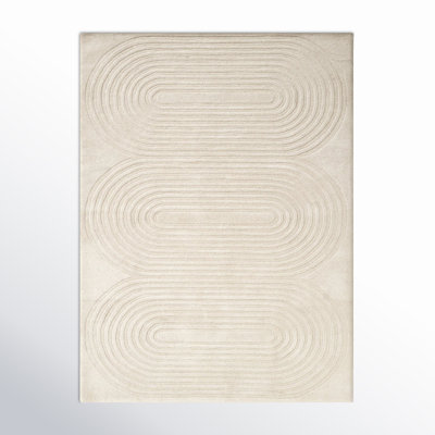 Tillie Geometric Handmade Tufted Wool Ivory Area Rug