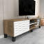 Meuble télé élégant, noyer et blanc, 55,1 po x 13,8 po x 15,9 po | 100% panneau de particules enduit de mélamine, épaisseur: 0,7 pouce | Conception géométrique moderne, parfaite pour le salon et les espaces de divertissement, durable et élégante-687561830