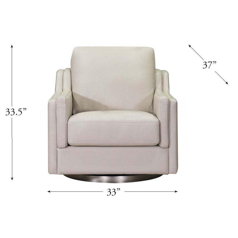 Fauteuil pivotant en cuir fleur Dianet, Cuir véritable blanc vanille Bella