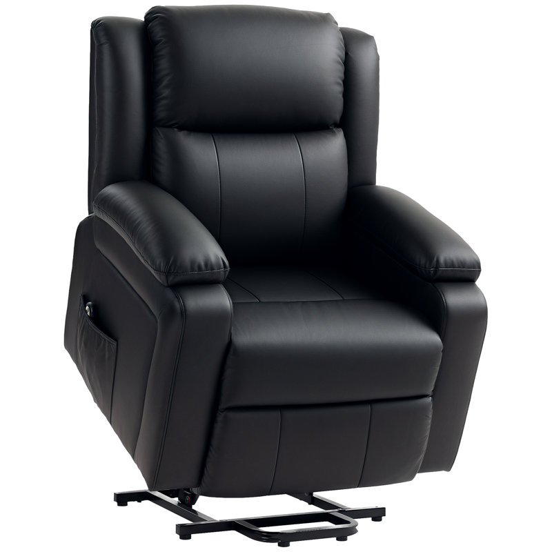 Lift Chair, PU Leather Recliner Chair with Side Pockets, Black