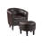 Anges Faux Leather Barrel Chair with Ottoman-954205182