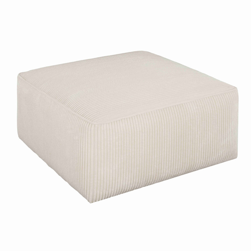 Upholstered Square Ottoman,Corduroy, Beige