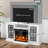 3-Sided Glass Fireplace TV Stand-1322739941