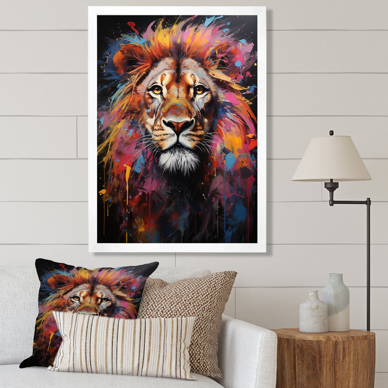 Lion Urban Wild Urban II sur toile, H 20 po x l 12 po x P 1 po, Cadre photo blanc