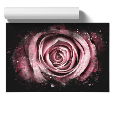 Pink Rose Flower Paint Splash - Frameless Print