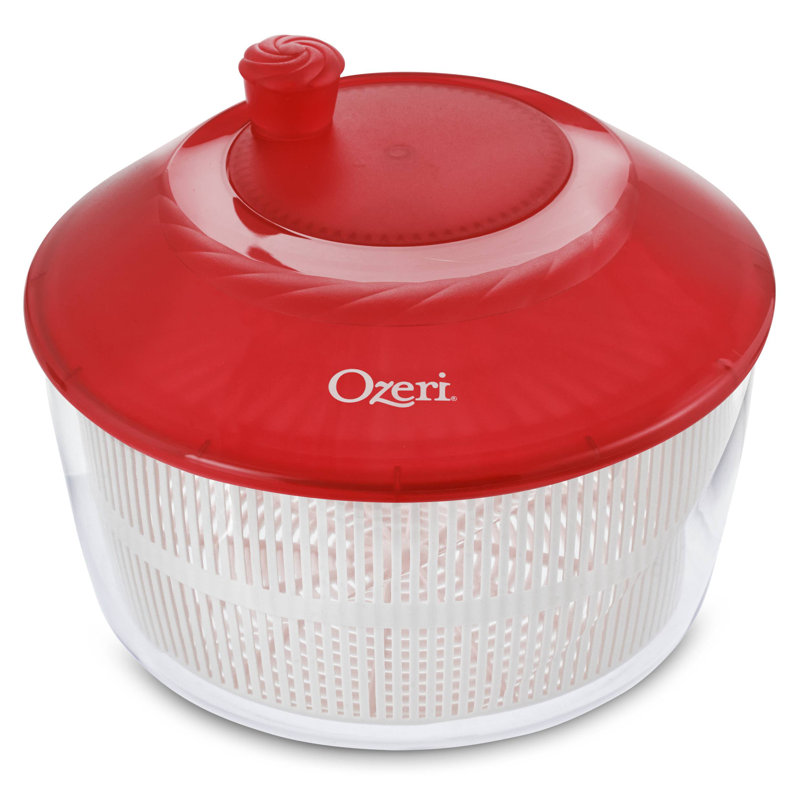 Italian Made Fresca Salad Spinner and Serving Bowl Rotator, Red