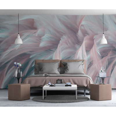 Feather,Floral Wallpaper, Flower Wall Mural, Removable Wallpaper, Fabric Textile, Modern Home Decoration