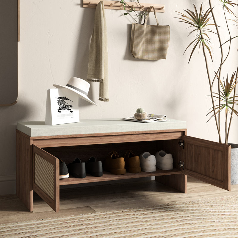 PP Rattan Storage Bench with Cushion