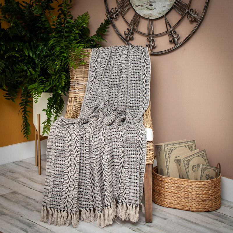 Jeté réversible en coton matelassé beige et noir