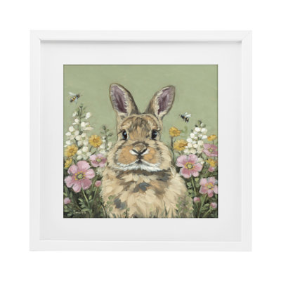 «Spring Abloom Rabbit», reproduction sous verre encadrée, design par Sara G. Designs