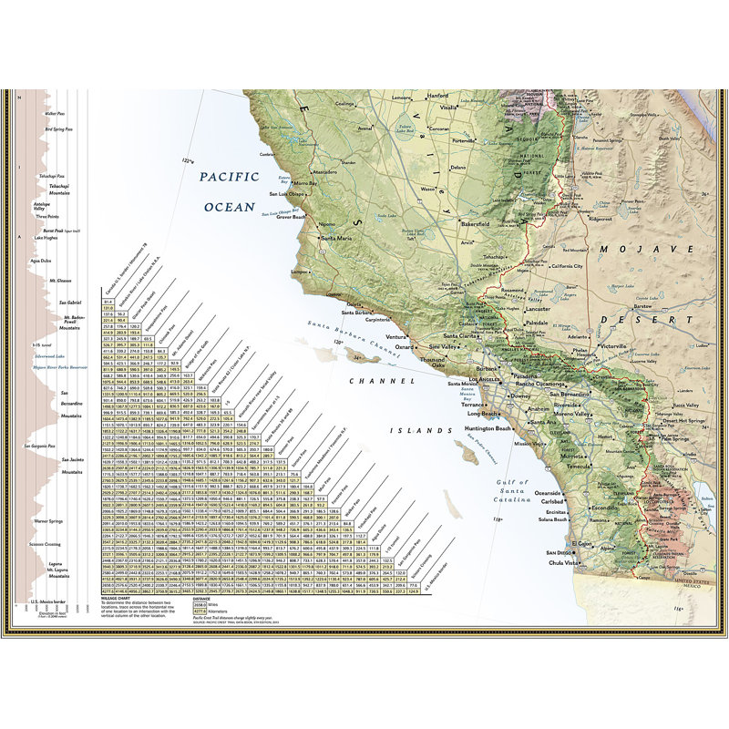 Carte du sentier Pacific Crest