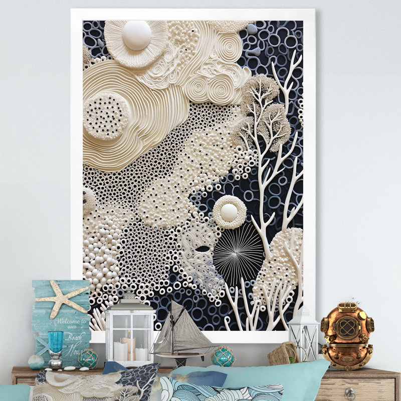 Abstrait corail noir et blanc abstrait IV sur toile, Toile tendue, H 44 po x l 34 po
