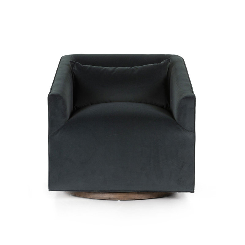 Fauteuil pivotant de 31 po Sebastian, Velours moderne fumé